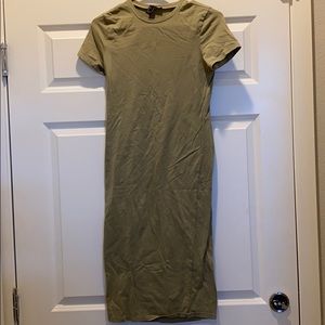 Olive green midi length t-shirt bodycon dress